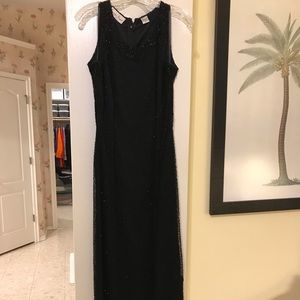 Full length beaded silk evening gown
